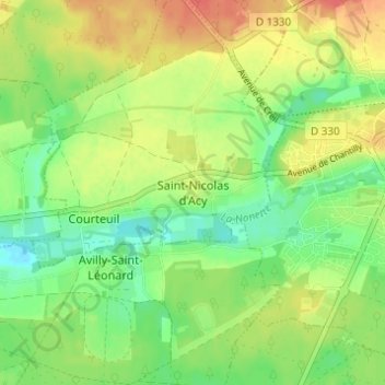 Saint-Nicolas d'Acy topographic map, elevation, terrain