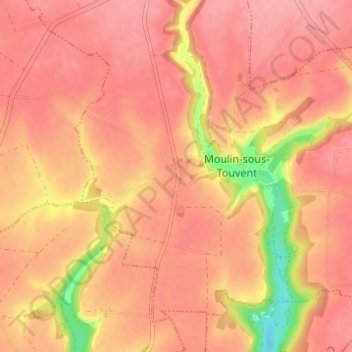 Touvent topographic map, elevation, terrain