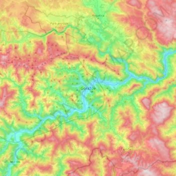 Goražde topographic map, elevation, terrain