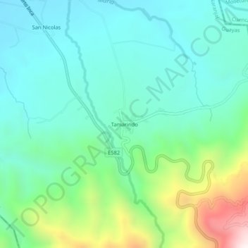 Tamarindo topographic map, elevation, terrain