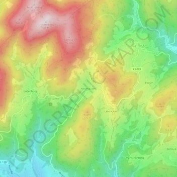 Kirchhausen topographic map, elevation, terrain