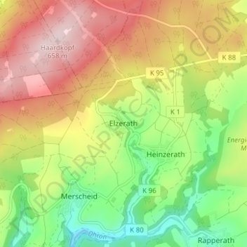 Elzerath topographic map, elevation, terrain