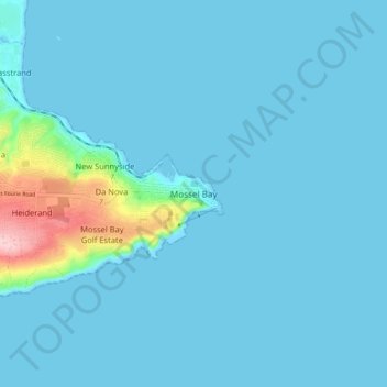 Mossel Bay topographic map, elevation, terrain