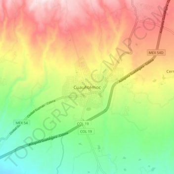 Cuauhtémoc topographic map, elevation, terrain