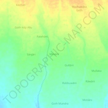 Mūsāni topographic map, elevation, terrain