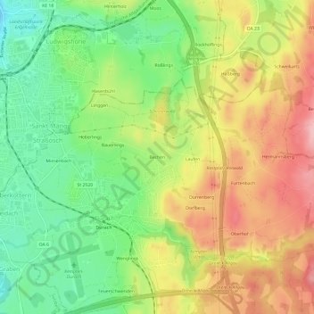 Bechen topographic map, elevation, terrain