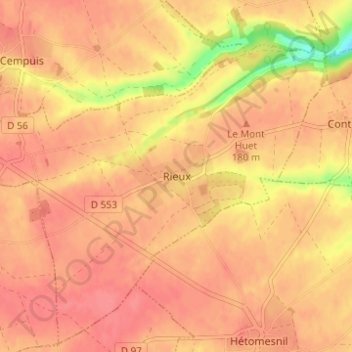 Rieux topographic map, elevation, terrain