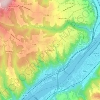 La Servonnière topographic map, elevation, terrain