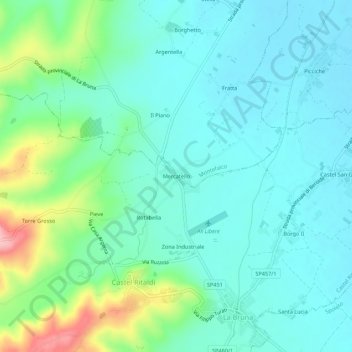 Mercatello topographic map, elevation, terrain