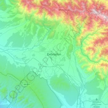 Dehradun topographic map, elevation, terrain