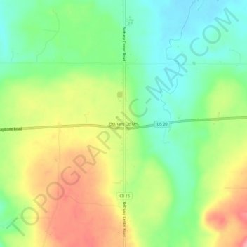 Bethany Center topographic map, elevation, terrain