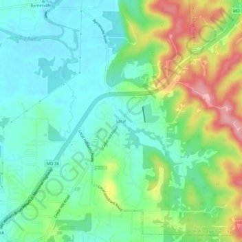 Local topographic map, elevation, terrain