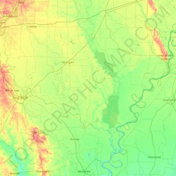 Arkansas topographic map, elevation, terrain