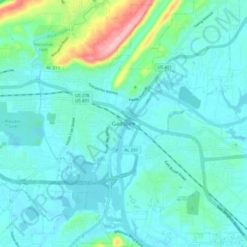 Gadsden topographic map, elevation, terrain