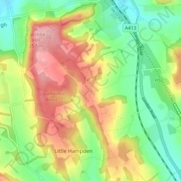 Dunsmore topographic map, elevation, terrain