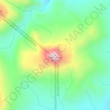 Heart Butte topographic map, elevation, terrain