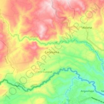 Carlosama topographic map, elevation, terrain
