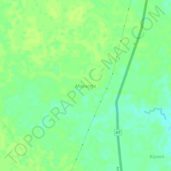 Masanga topographic map, elevation, terrain