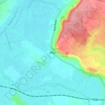 Aller topographic map, elevation, terrain
