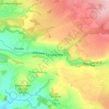 Croscombe topographic map, elevation, terrain