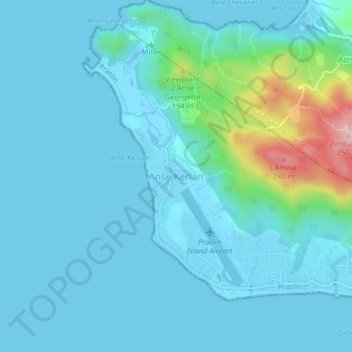 Anse Kerlan topographic map, elevation, terrain