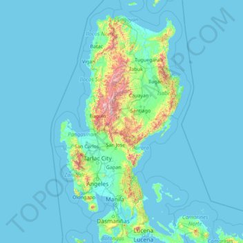 Nueva Vizcaya topographic map, elevation, terrain