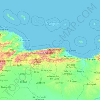 Distrito Capital topographic map, elevation, terrain