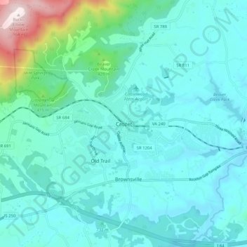 Crozet topographic map, elevation, terrain