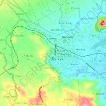 San Roque topographic map, elevation, terrain