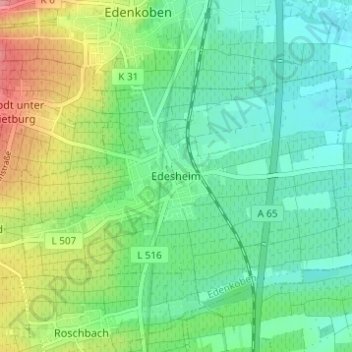 Edesheim topographic map, elevation, terrain