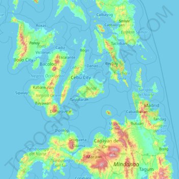 Bohol topographic map, elevation, terrain