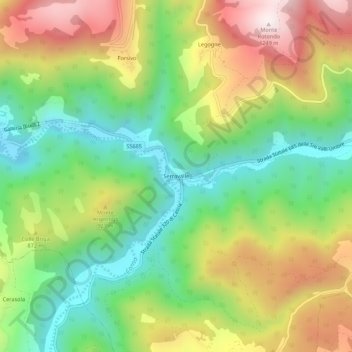 Serravalle topographic map, elevation, terrain