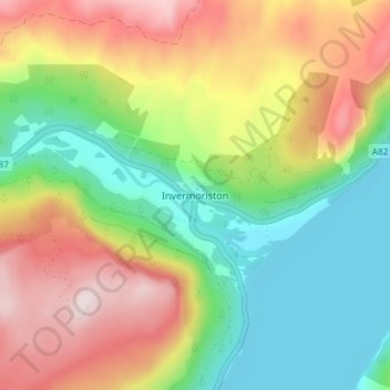 Invermoriston topographic map, elevation, terrain