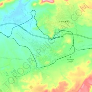 Hwange topographic map, elevation, terrain