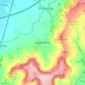 Harescombe topographic map, elevation, terrain