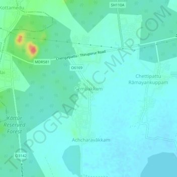 Sembakkam topographic map, elevation, terrain