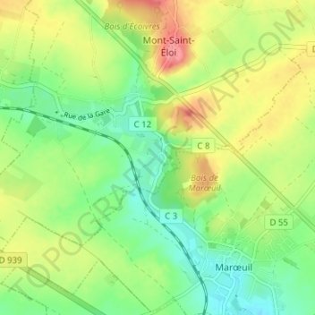 Bray topographic map, elevation, terrain