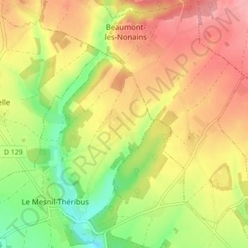Les Landes topographic map, elevation, terrain