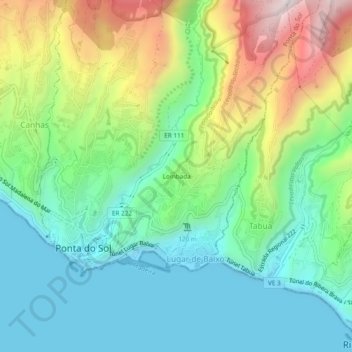 Lombada topographic map, elevation, terrain