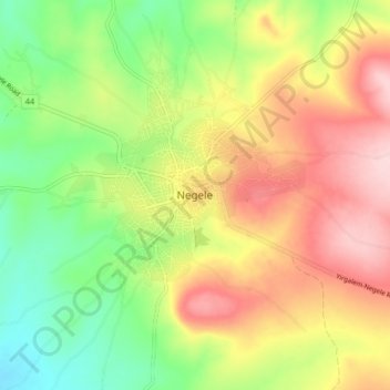 Negele topographic map, elevation, terrain