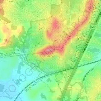 Mount Annan topographic map, elevation, terrain