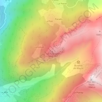 La Palange topographic map, elevation, terrain