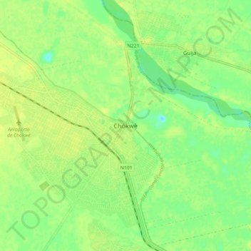 Chókwè topographic map, elevation, terrain