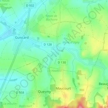 Buchoire topographic map, elevation, terrain