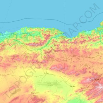 Kabylie topographic map, elevation, terrain