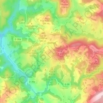 Domps topographic map, elevation, terrain