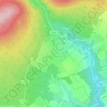 Münchwald topographic map, elevation, terrain