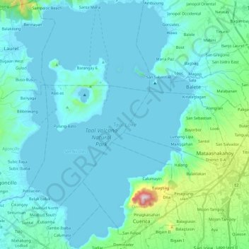 Taal Lake topographic map, elevation, terrain