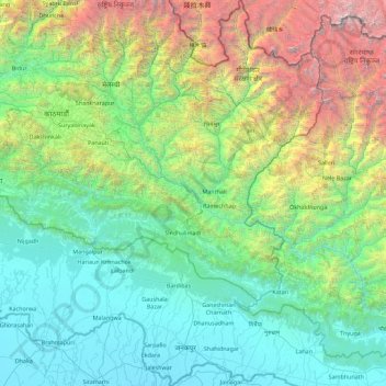Janakpur topographic map, elevation, terrain