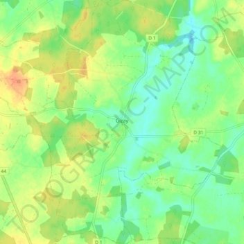 Gizay topographic map, elevation, terrain